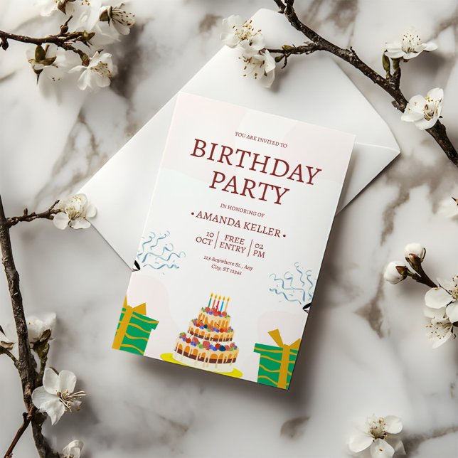 Farbenfrohe Geburtstagsparty Einladung (Von Creator hochgeladen)