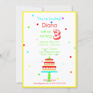 Farbenfrohe Geburtstagsparty für Kinder Einladung