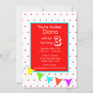 Farbenfrohe Geburtstagsparty für Kinder Einladung