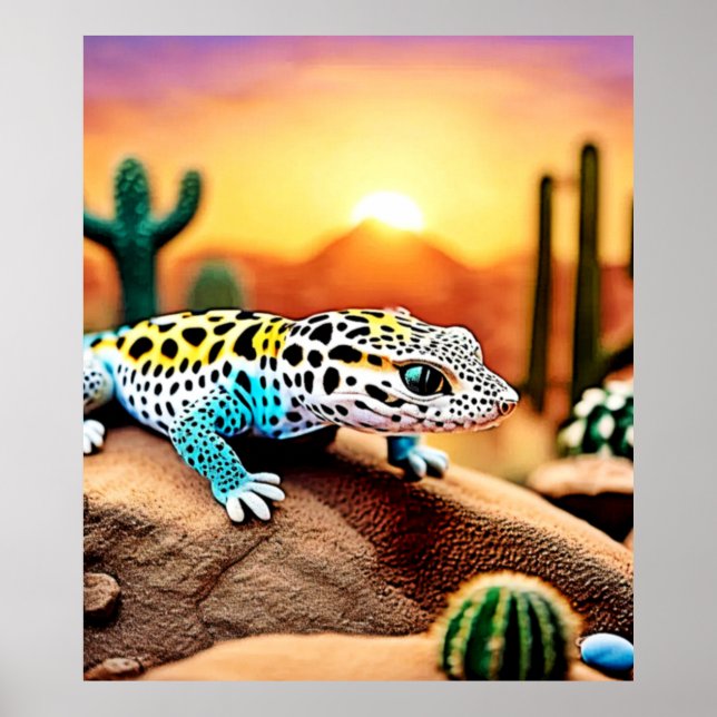Farbenfrohe Gecko Rocks Design Poster (Vorne)