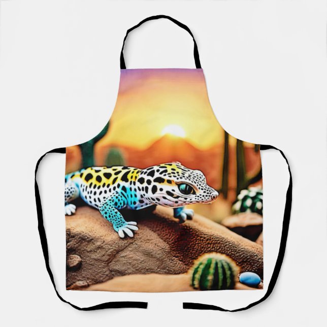 Farbenfrohe Gecko Rocks Design Schürze (Vorderseite)