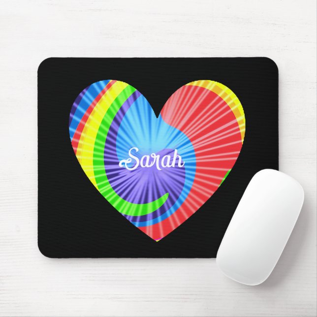 Farbenfrohe Gefärbte Krawatte Herz Mousepad (Mit Mouse)