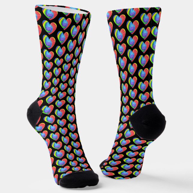 Farbenfrohe Gefärbte Krawatte Herz Socken (Gewinkelt)