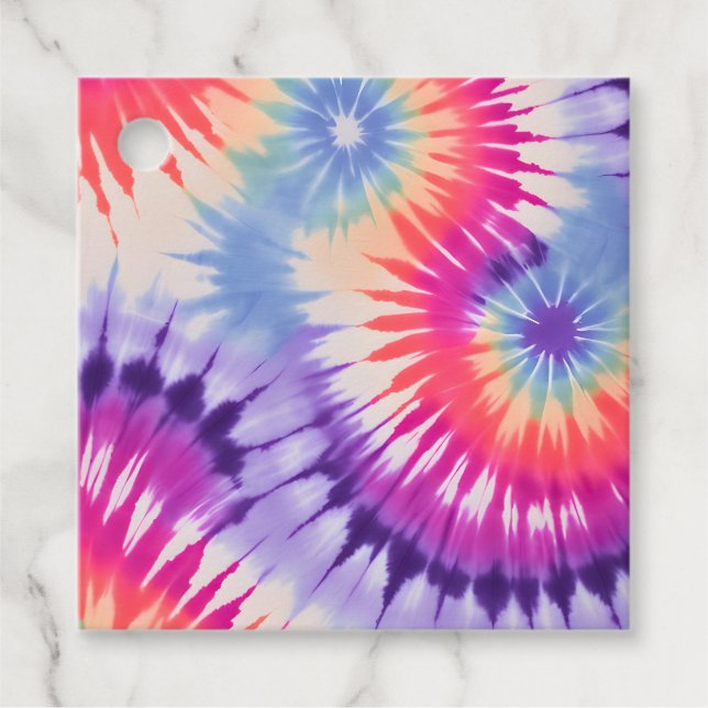 Farbenfrohe Gefärbte Krawatte Kunst - Geschenkarti Geschenkanhänger (Vorderseite)