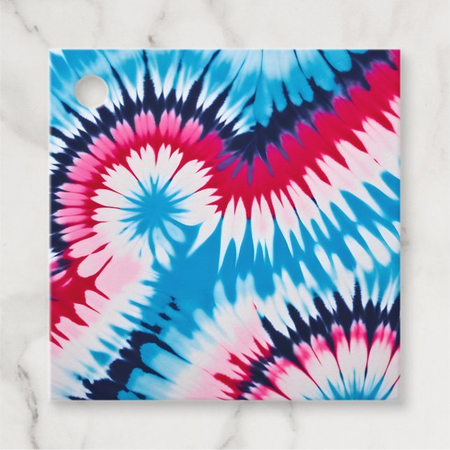 Farbenfrohe Gefärbte Krawatte Kunst - Geschenkarti Geschenkanhänger (Vorderseite)