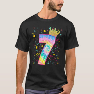 Farbenfrohe Gefärbte Krawatte Nummer 7 Jahre Alte  T-Shirt