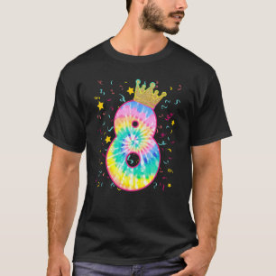 Farbenfrohe Gefärbte Krawatte Nummer 8 Jahre Alte T-Shirt