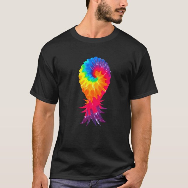 Farbenfrohe Gefärbte Krawatte Swinger Upside Down  T-Shirt (Vorderseite)