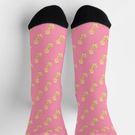 Farbenfrohe gelbe Giraffe Rosa Socken