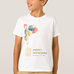 Farbenfrohe gelbe Rot-Grün-Balloons Kindergeburtst T-Shirt