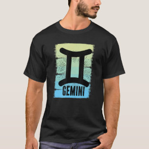 Farbenfrohe Gemini Jahreszeit Geburtstag Zodiac Re T-Shirt