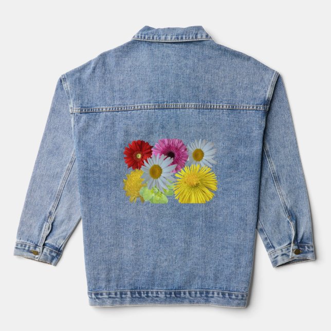 Farbenfrohe gemischte Blumenstrauß-Denimjacke Jeansjacke (Rückseite)