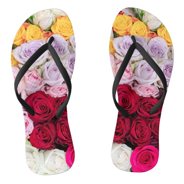 Farbenfrohe gemischte Rosen Flip Flops (Fußbett)