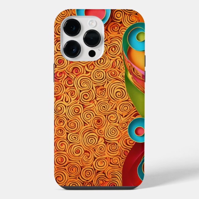 Farbenfrohe Gemusterte Eleganz iPhone Hülle (Rückseite)