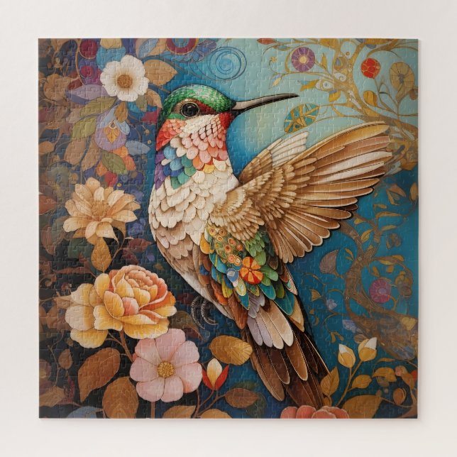 Farbenfrohe Gemusterte Hummingvogel Puzzle (Vertikal)