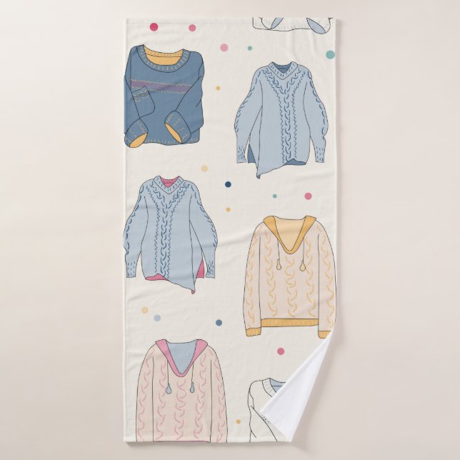 Farbenfrohe, gemütliche Pullover, warmer Herbstwin Badehandtuch (Badehandtuch)