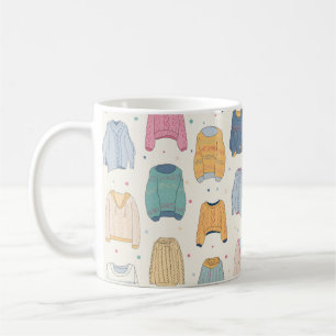 Farbenfrohe, gemütliche Pullover, warmer Herbstwin Kaffeetasse