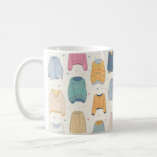 Farbenfrohe, gemütliche Pullover, warmer Herbstwin Kaffeetasse (Links)