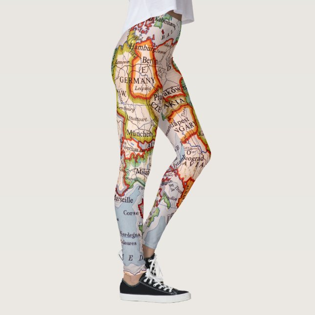Farbenfrohe geographische Weltkarte Leggings (Rechts)