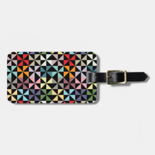 Farbenfrohe Geometrie Pinwheel Schwarz Gepäckanhänger