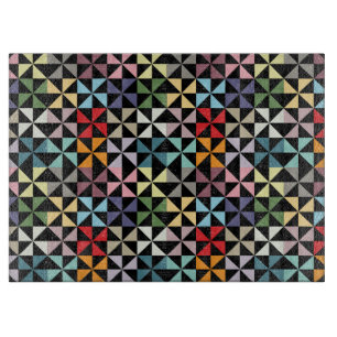 Farbenfrohe Geometrie Pinwheel Schwarz Schneidebrett
