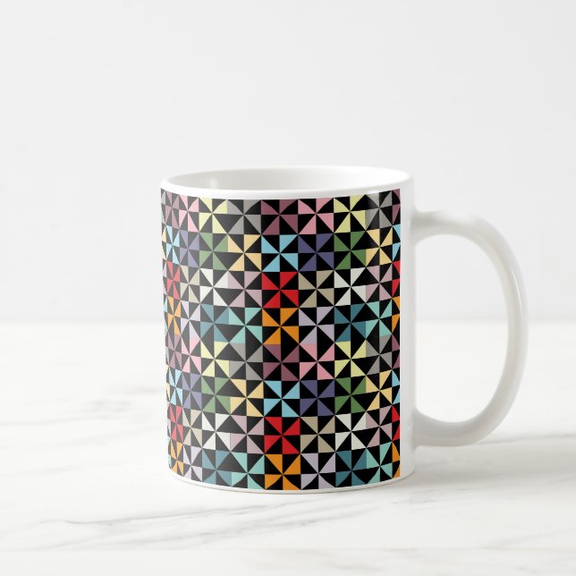 Farbenfrohe Geometrie Pinwheel Schwarz Tasse (Rechts)
