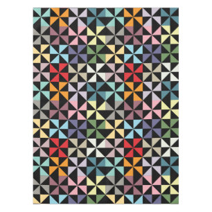 Farbenfrohe Geometrie Pinwheel Schwarz Tischdecke