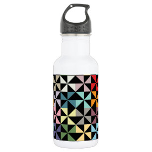 Farbenfrohe Geometrie Pinwheel Schwarz Trinkflasche