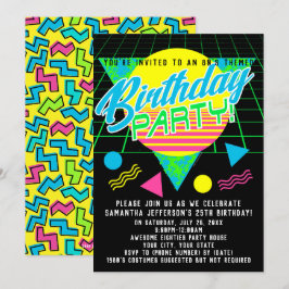 Farbenfrohe geometrische 80er 1980er Retro Birthda Einladung