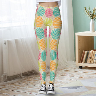 Farbenfrohe geometrische abstrakte Kreise auf Crem Leggings
