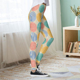 Farbenfrohe geometrische abstrakte Kreise auf Crem Leggings