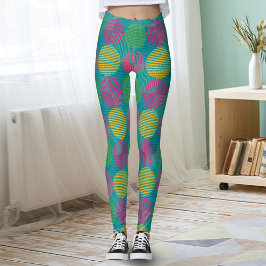 Farbenfrohe geometrische abstrakte Kreise auf Türk Leggings