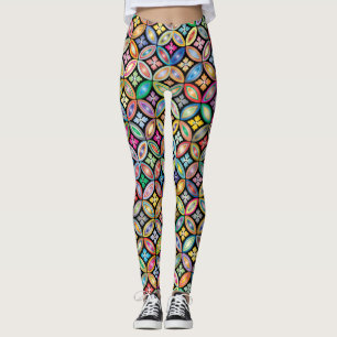 farbenfrohe geometrische Blume Leggings