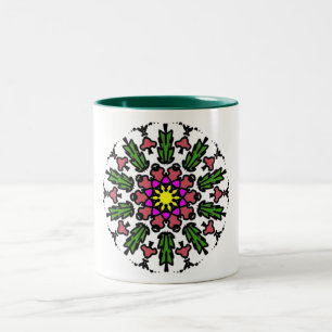 Farbenfrohe geometrische Blüte Zweifarbige Tasse