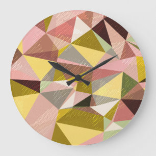 Farbenfrohe geometrische Dreiecke Abstrakte Textur Große Wanduhr