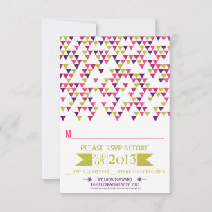 Farbenfrohe geometrische Dreiecke Mod Hochzeit RSV RSVP Karte