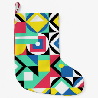 Farbenfrohe geometrische Formen Dekorative Ornamen Kleiner Weihnachtsstrumpf