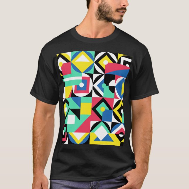 Farbenfrohe geometrische Formen Dekorative Ornamen T-Shirt (Vorderseite)