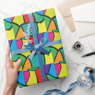 Farbenfrohe geometrische Formen Geschenkpapier