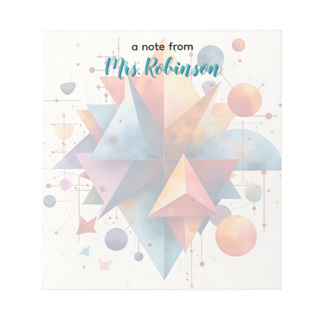 Farbenfrohe geometrische Formen Lehrer Wertschätzu Notizblock (Vorderseite)