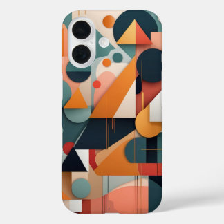 Farbenfrohe geometrische Linien iPhone 16 Hülle