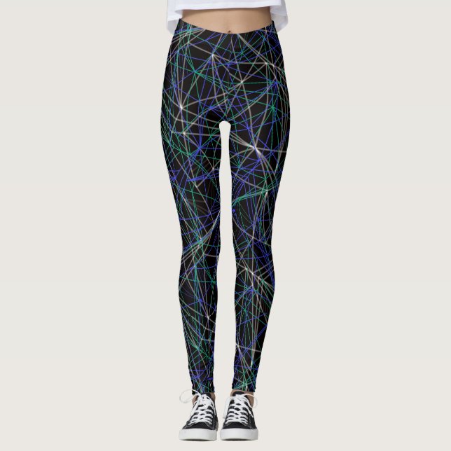 Farbenfrohe geometrische Linien Leggings (Vorderseite)