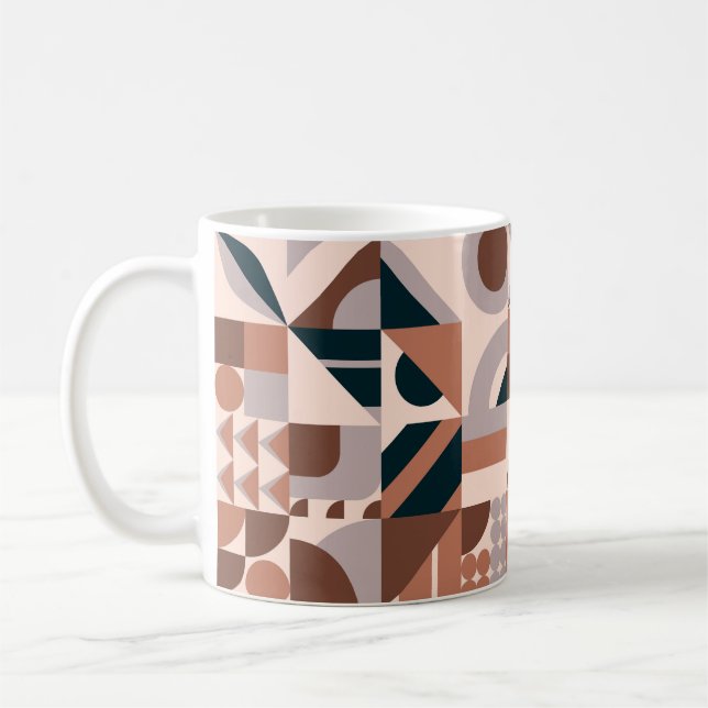 Farbenfrohe geometrische Mosaik, abstrakter Hinter Kaffeetasse (Links)