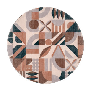 Farbenfrohe geometrische Mosaik, abstrakter Hinter Schneidebrett