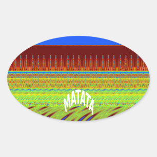 Farbenfrohe geometrische Motive Kunstdrucken Ovaler Aufkleber