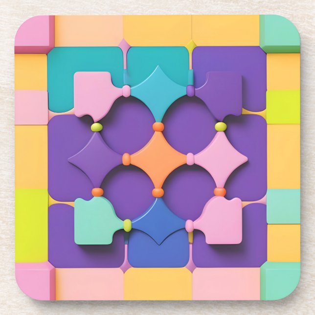 Farbenfrohe geometrische Muster Design Vibraning F Getränkeuntersetzer (Vorderseite)