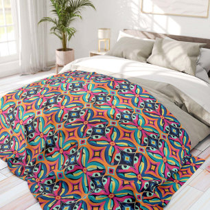 Farbenfrohe geometrische ornamentale Boheme Fleecedecke