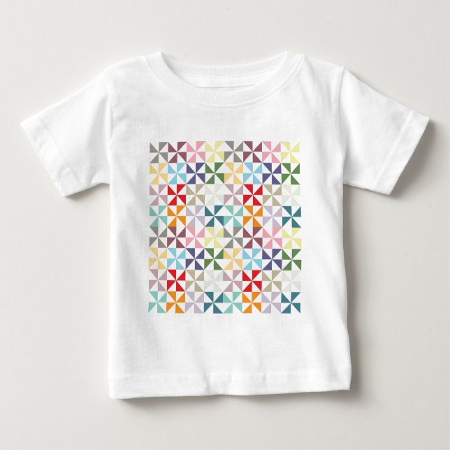 Farbenfrohe geometrische Pinwheel Baby T-shirt (Vorderseite)