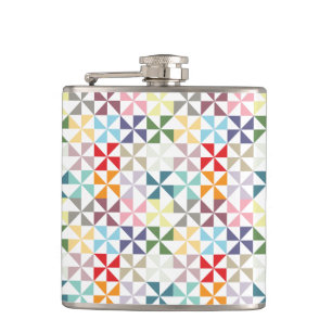 Farbenfrohe geometrische Pinwheel Flachmann