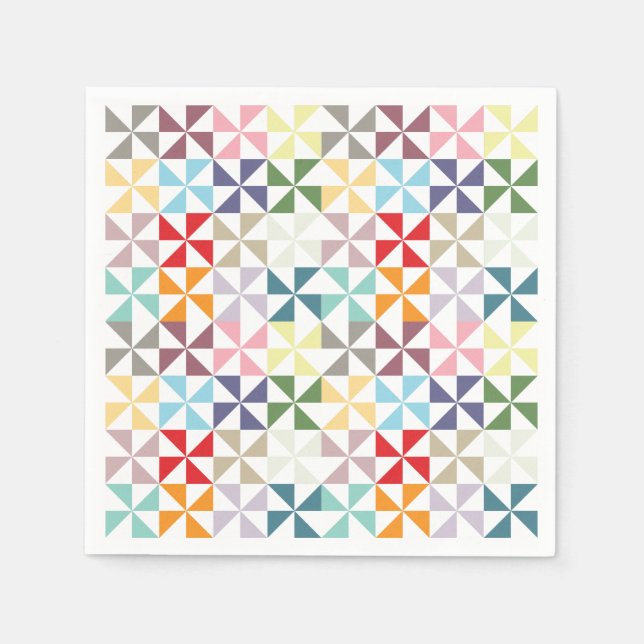 Farbenfrohe geometrische Pinwheel Serviette (Vorderseite)